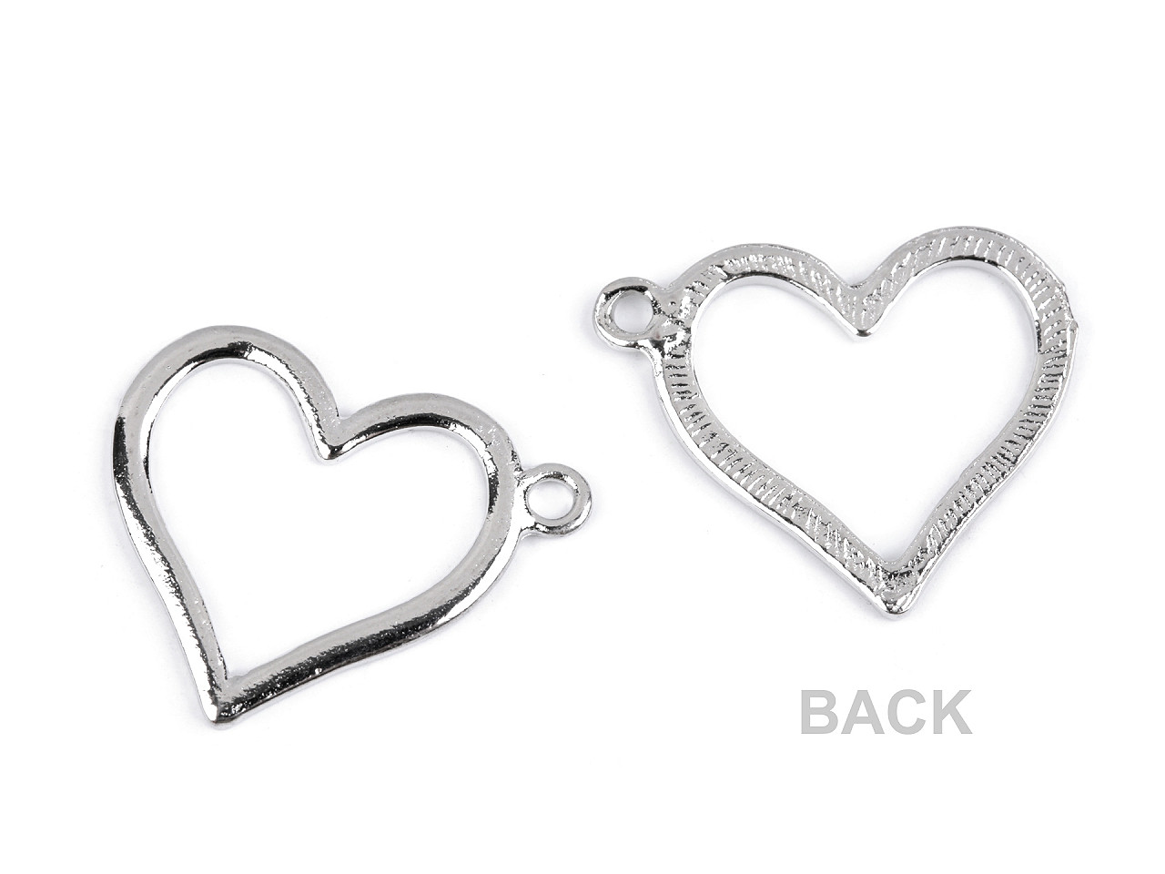 Pandantiv inimă 21x25 mm - Platinum (5 Bucăți)