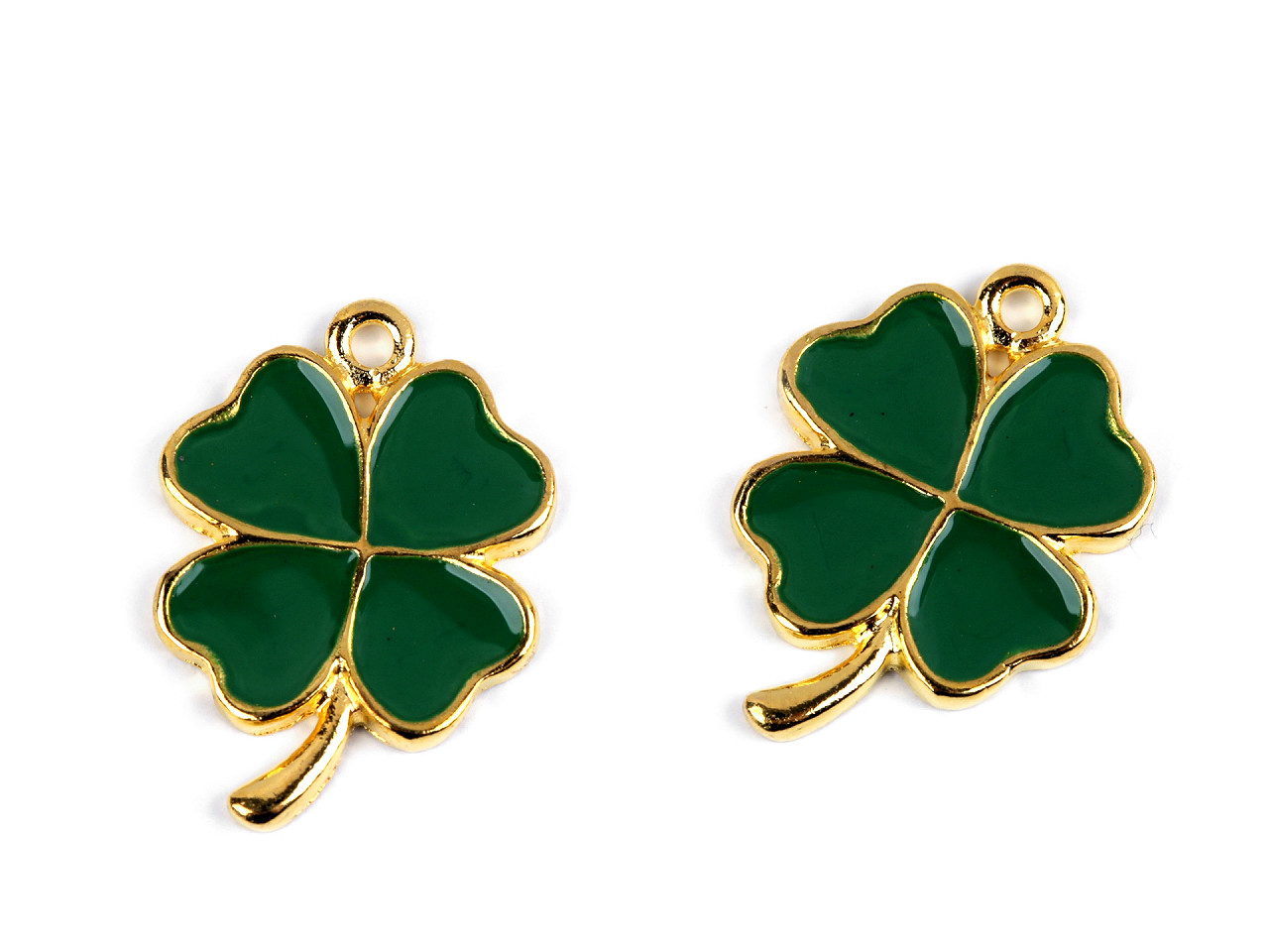 Pandantiv trifoi cu patru foi 17x23 mm - Verde (2 Bucăți)