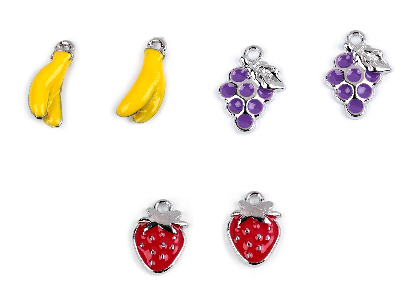 Pandantiv banane, struguri, căpșuni - Violet (2 Bucăți)