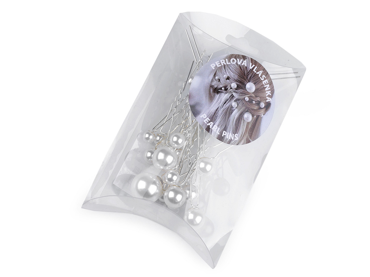 Set de agrafe cu perle mix dimensiuni - Alb (1 Set)