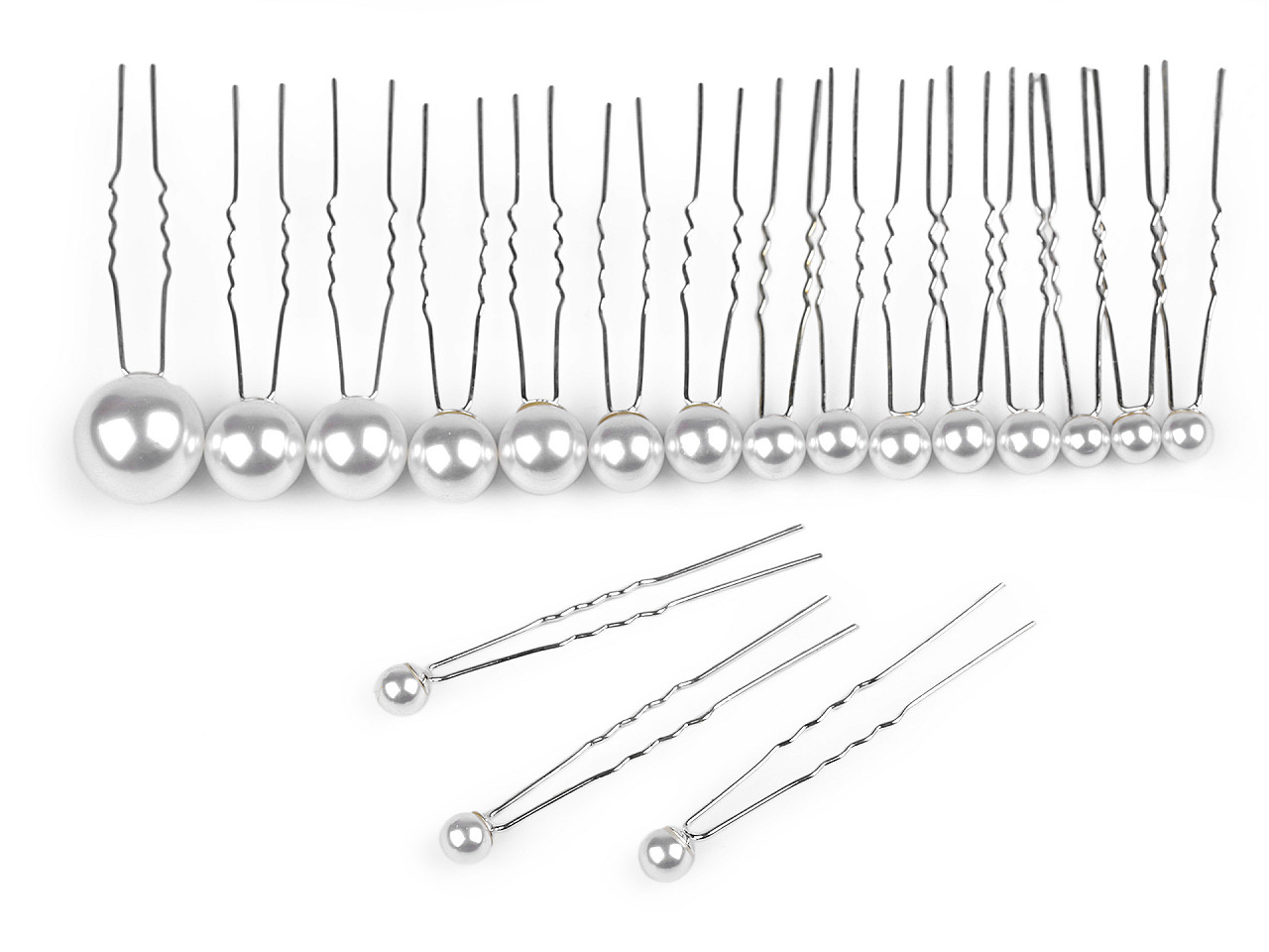 Set de agrafe cu perle mix dimensiuni - Alb (1 Set)