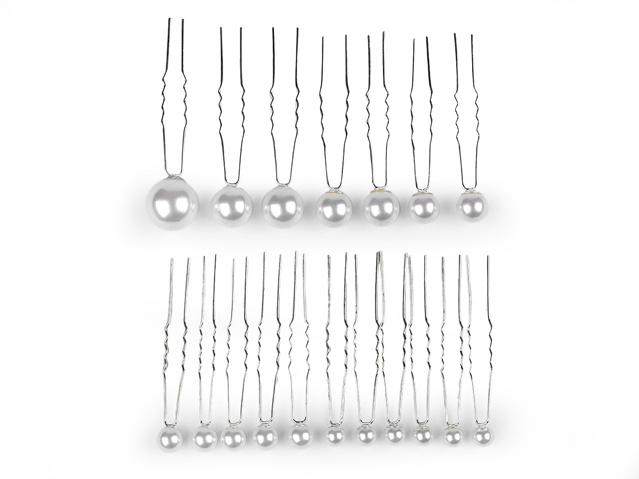 Set de agrafe cu perle mix dimensiuni - Alb (1 Set)