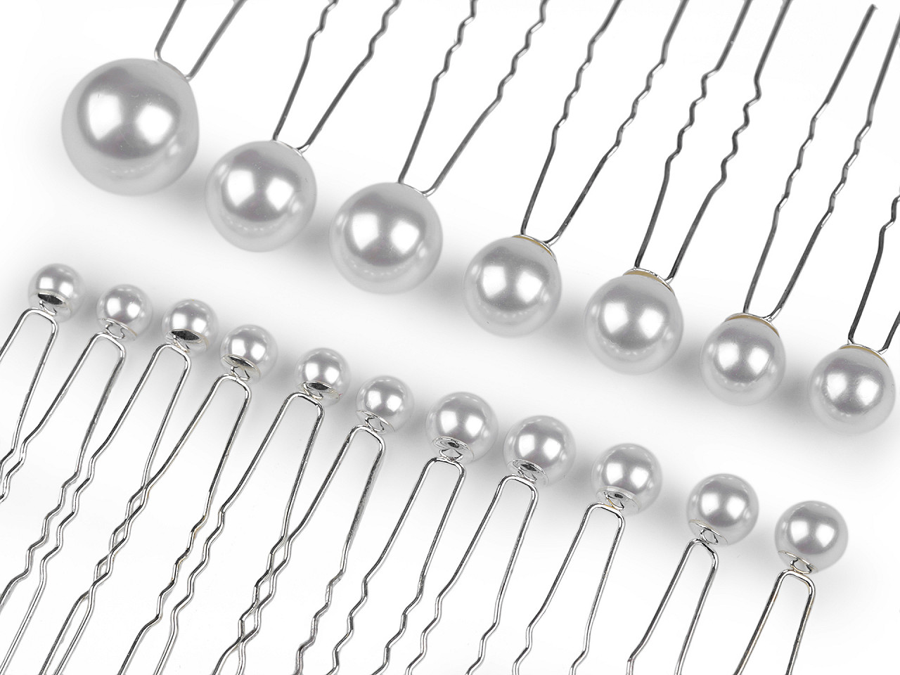 Set de agrafe cu perle mix dimensiuni - Alb (1 Set)