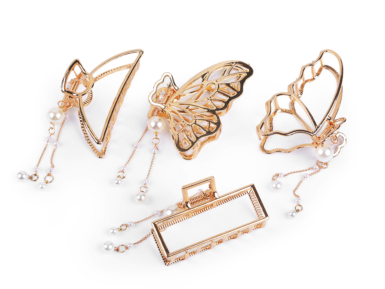 Agrafă de păr din metal cu pandantiv de perle - Auriu (1 Bucată)