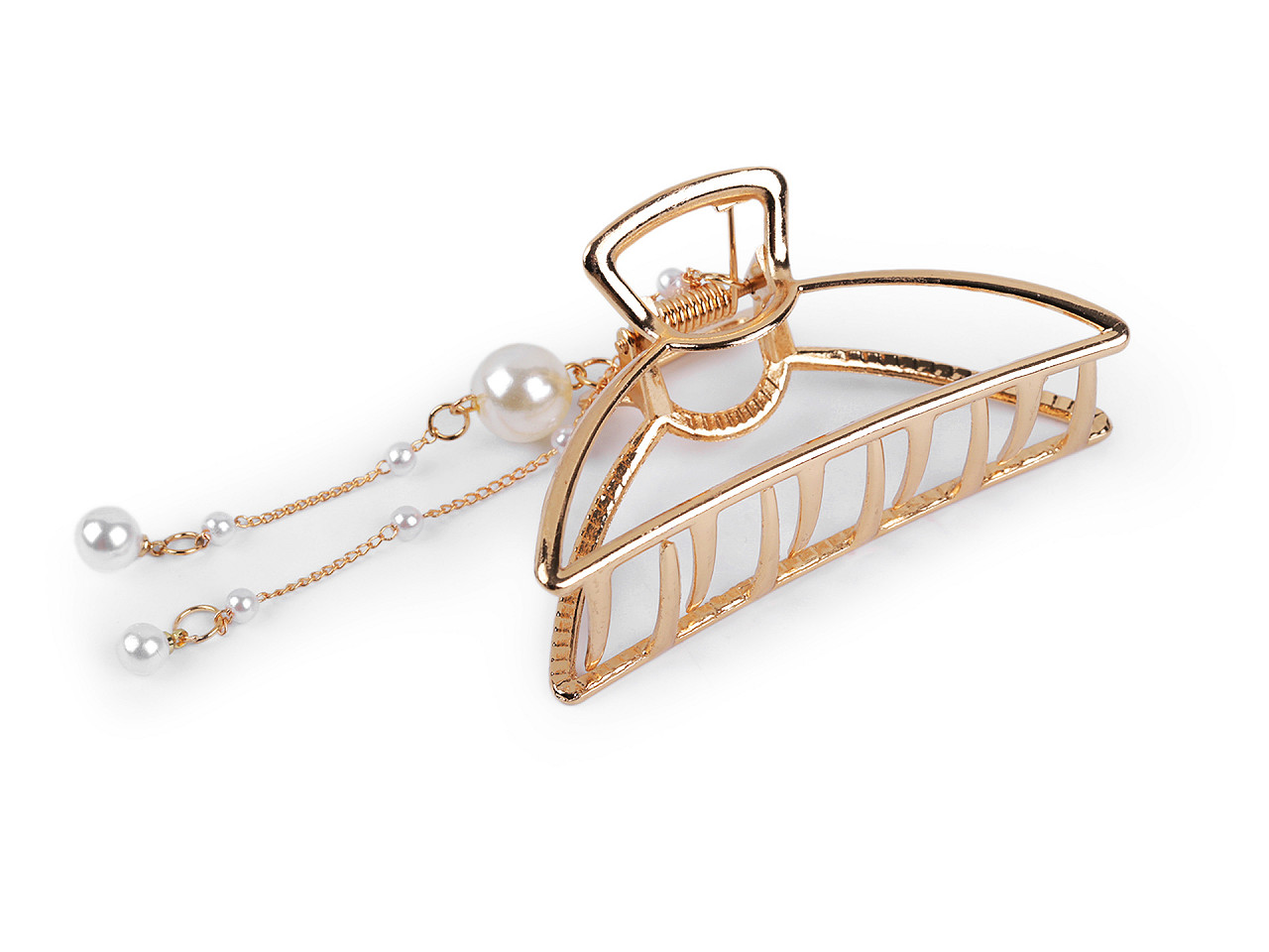 Agrafă de păr din metal cu pandantiv de perle - Auriu (1 Bucată)