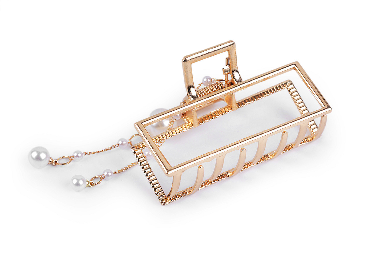 Agrafă de păr din metal cu pandantiv de perle - Auriu (1 Bucată)