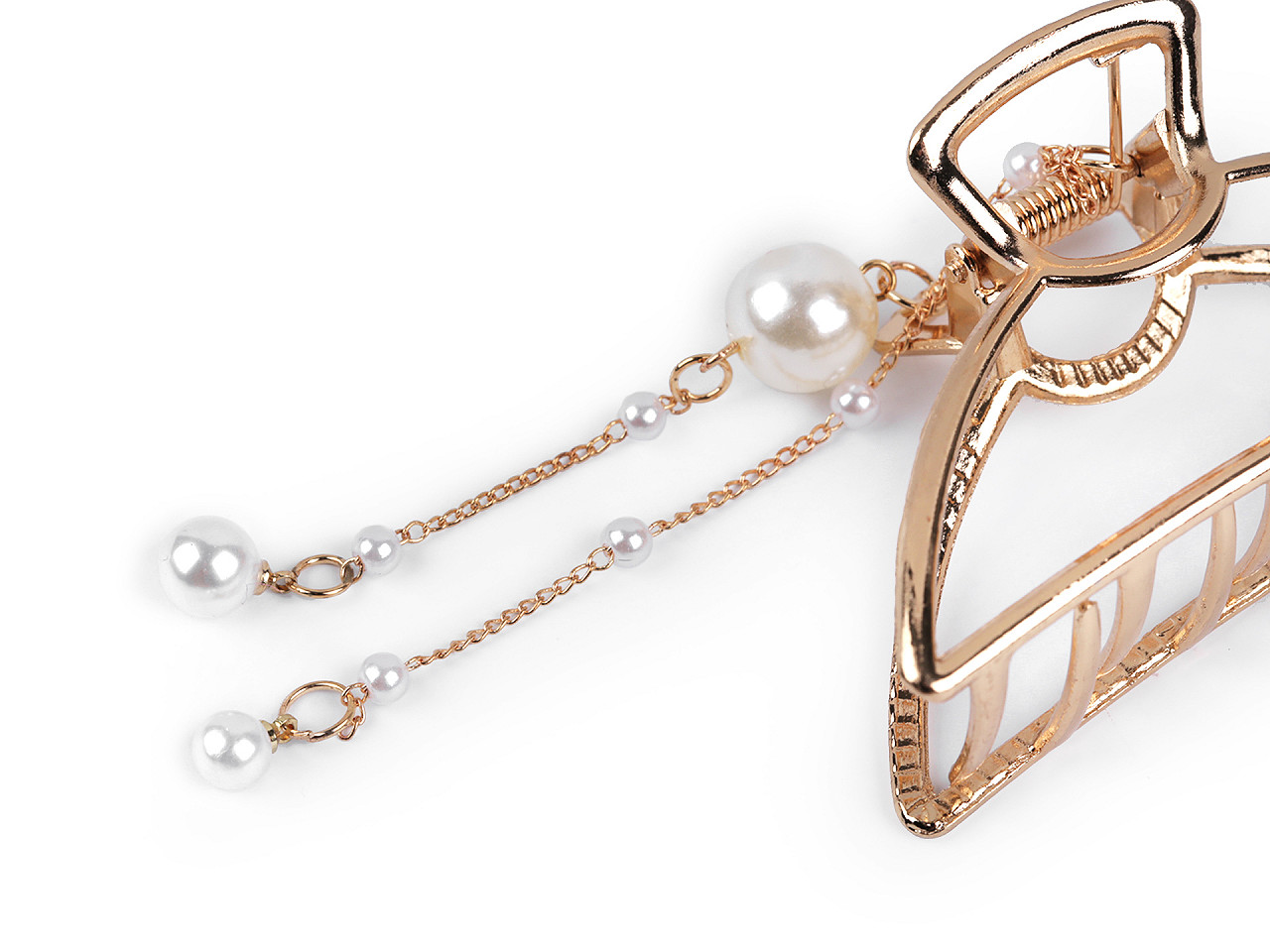 Agrafă de păr din metal cu pandantiv de perle - Auriu (1 Bucată)