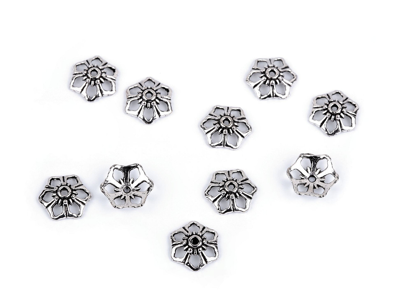 Capace mărgele floare ø12 mm - Platinum (10 Bucăți)