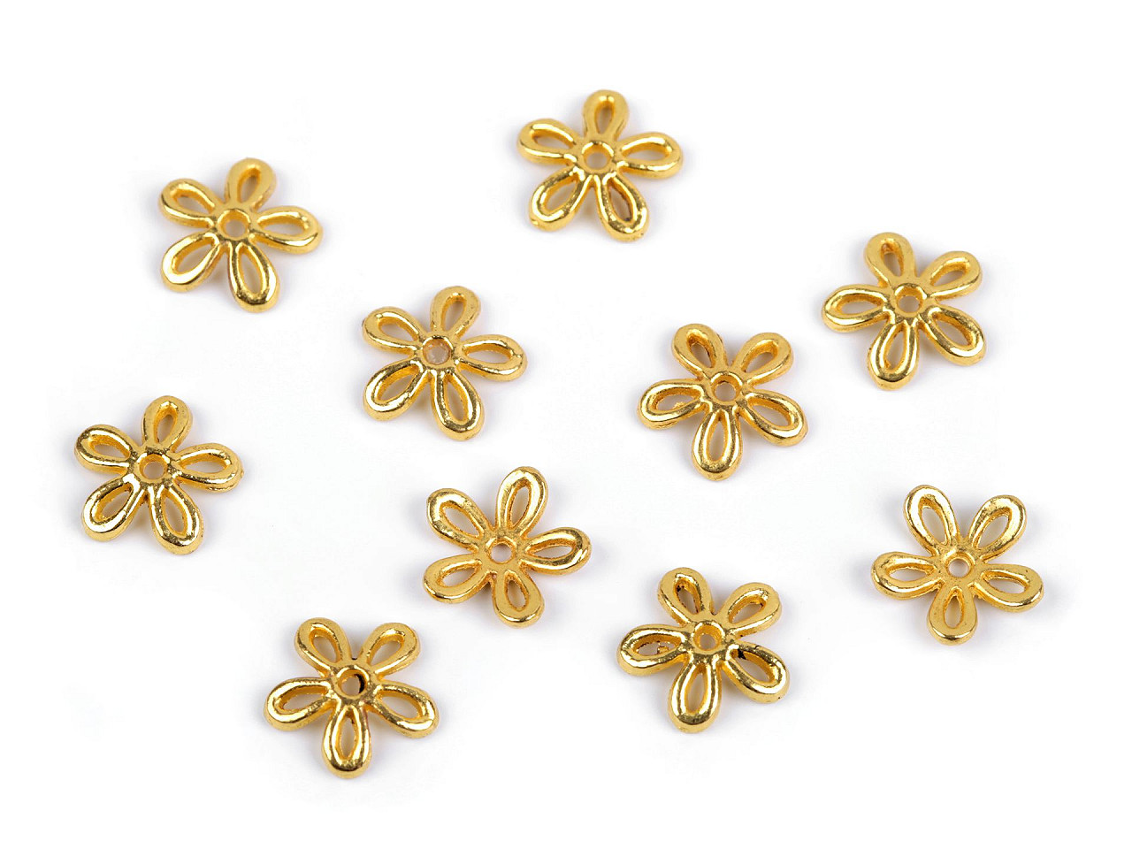Capace mărgele floare ø12 mm - Auriu (10 Bucăți)