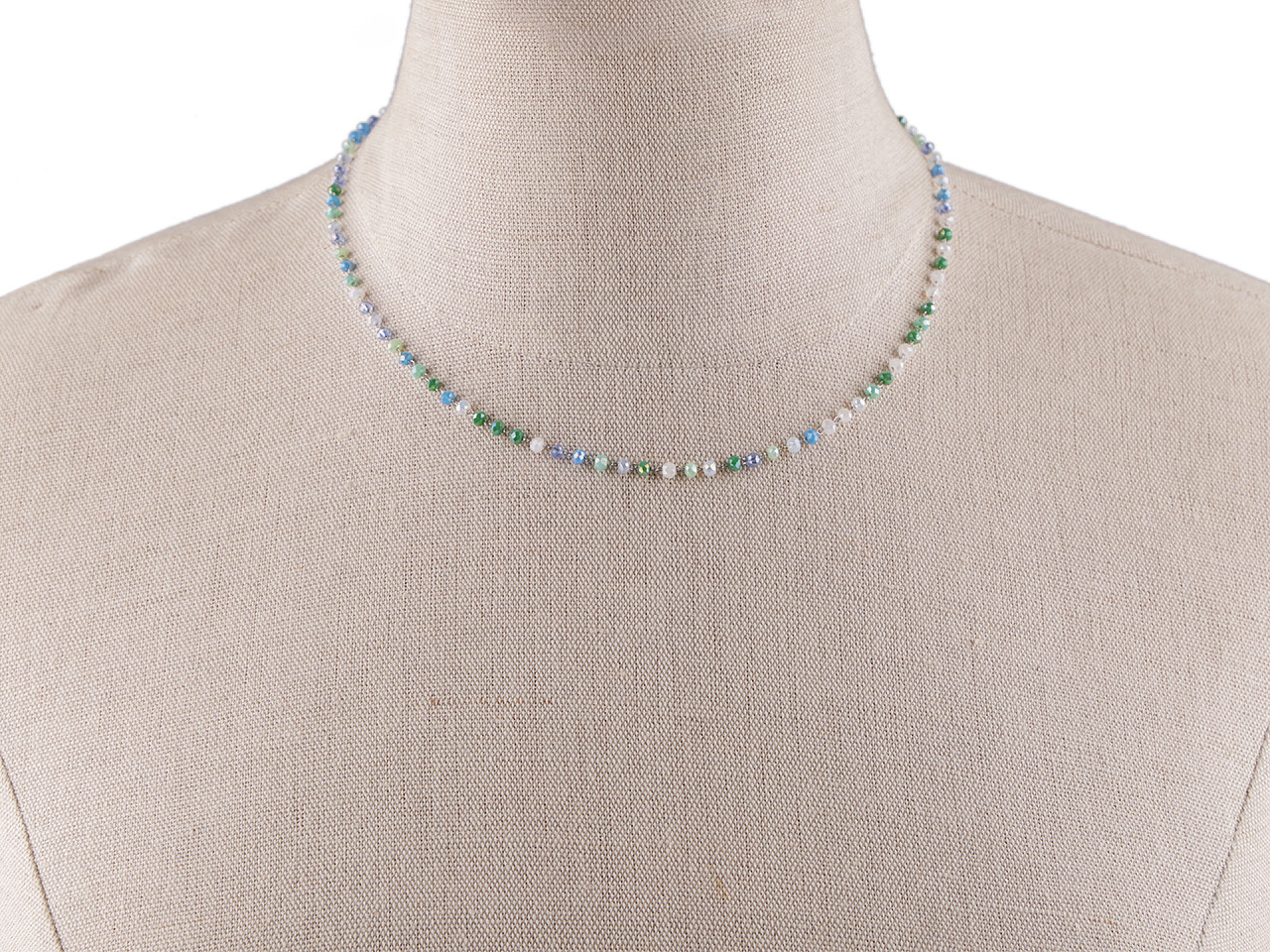 Colier din oțel inoxidabil cu strasuri - Verde albastrui deschis (1 Bucată)