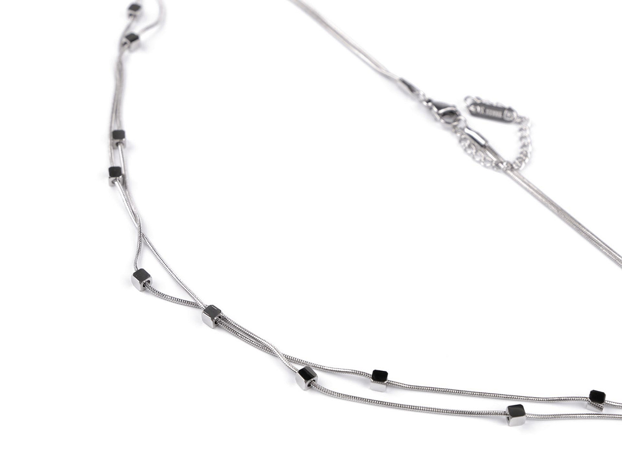 Colier dublu din oțel inoxidabil - Argintiu (1 Bucată)