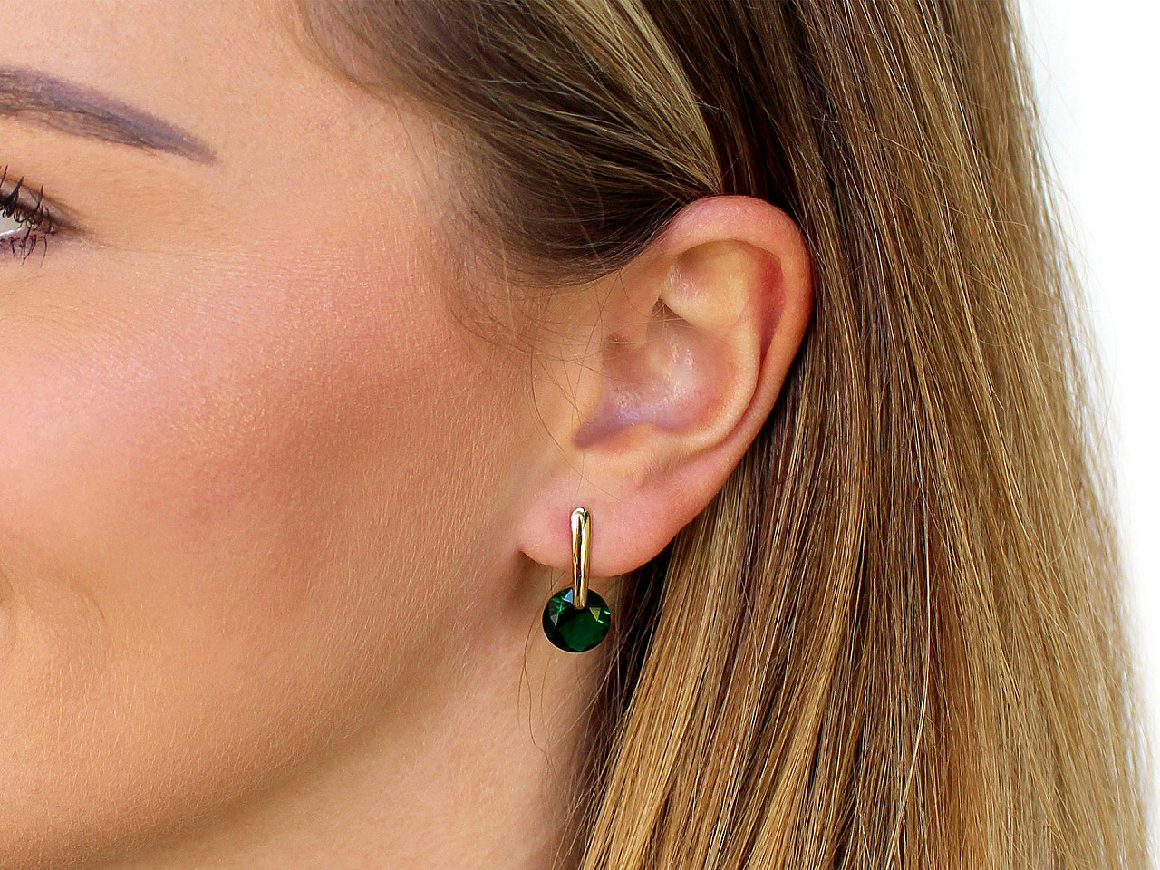 Cercei din oțel inoxidabil custrasuri - Emerald (1 Pereche)