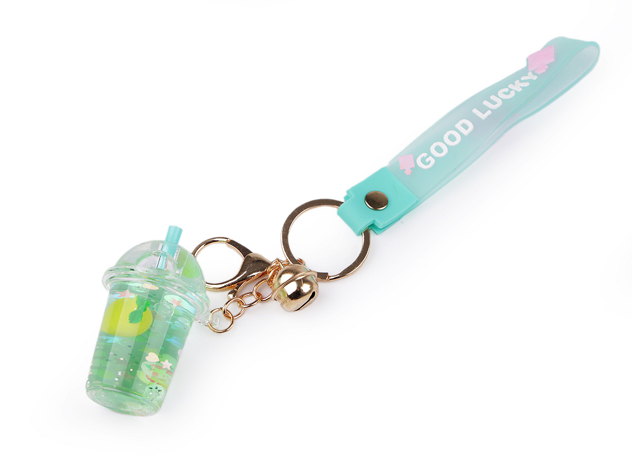 Breloc cu lichid și sclipici - Verde deschis (1 Bucată)