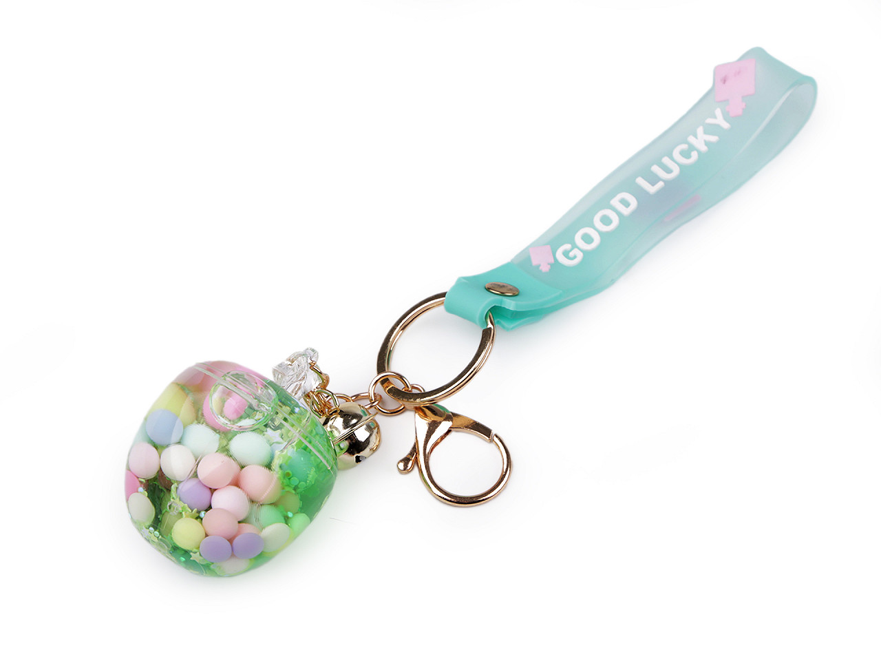 Breloc cu lichid și sclipici - Verde deschis (1 Bucată)