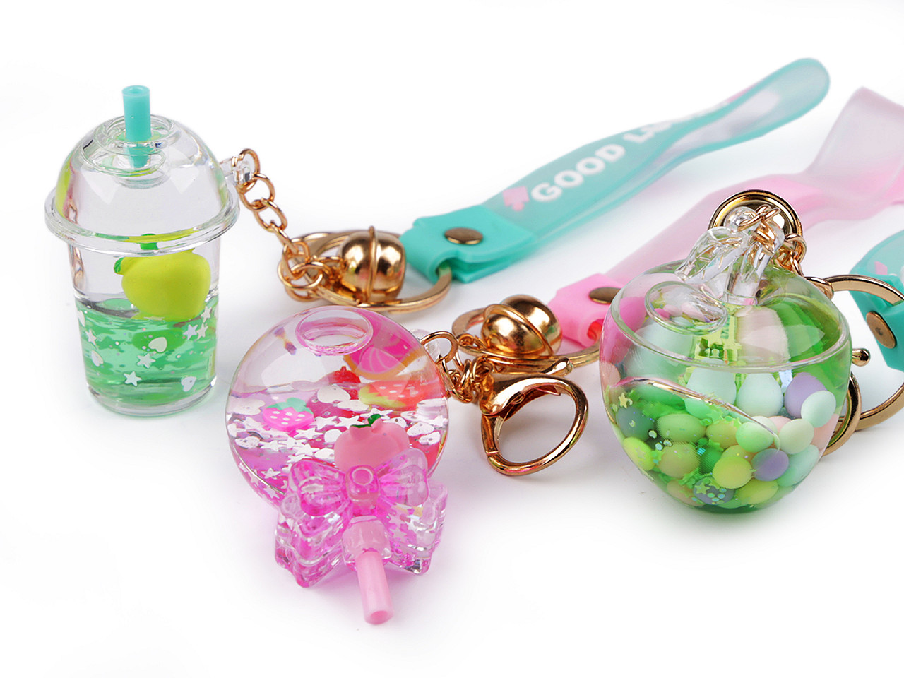 Breloc cu lichid și sclipici - Verde deschis (1 Bucată)