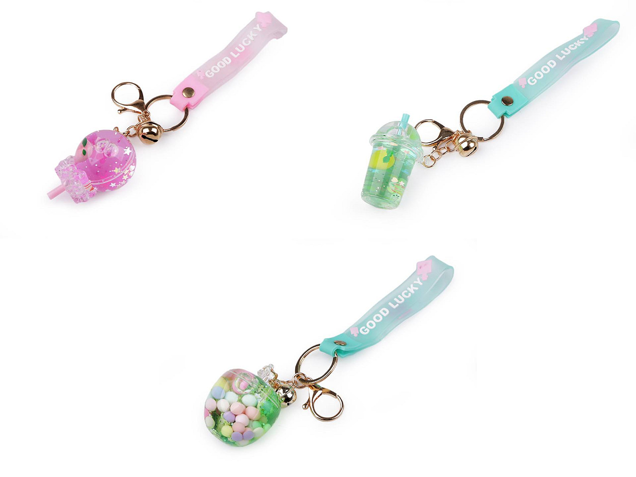 Breloc cu lichid și sclipici - Verde deschis (1 Bucată)