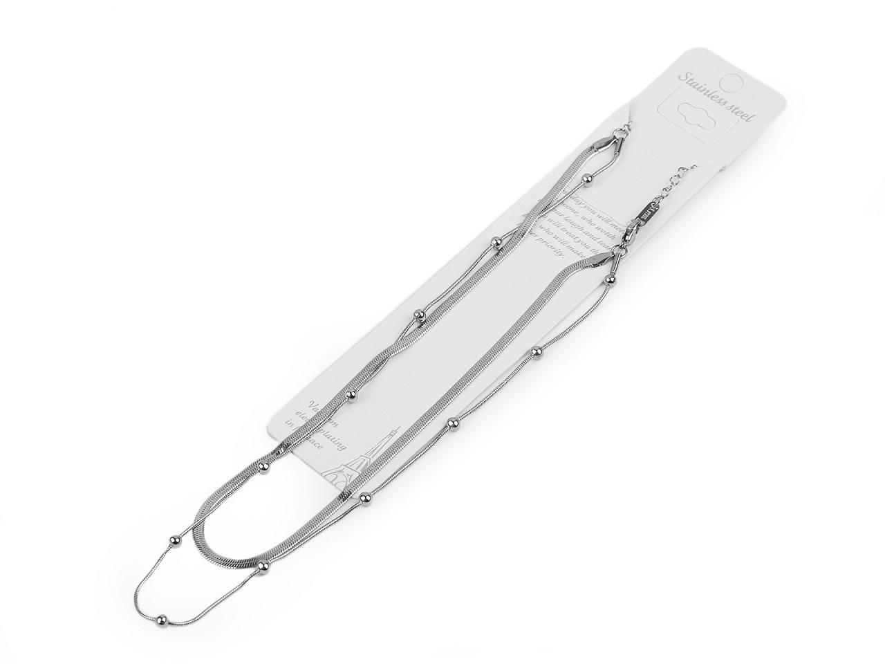 Colier dublu din oțel inoxidabil - Argintiu (1 Bucată)