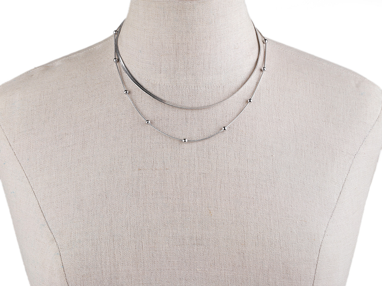 Colier dublu din oțel inoxidabil - Argintiu (1 Bucată)