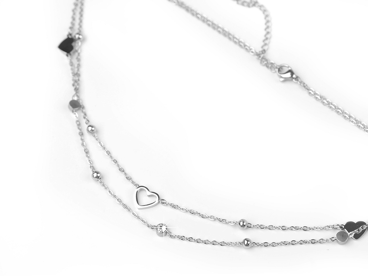 Colier din oțel inoxidabil inimă cu strasuri - Argintiu (1 Bucată)