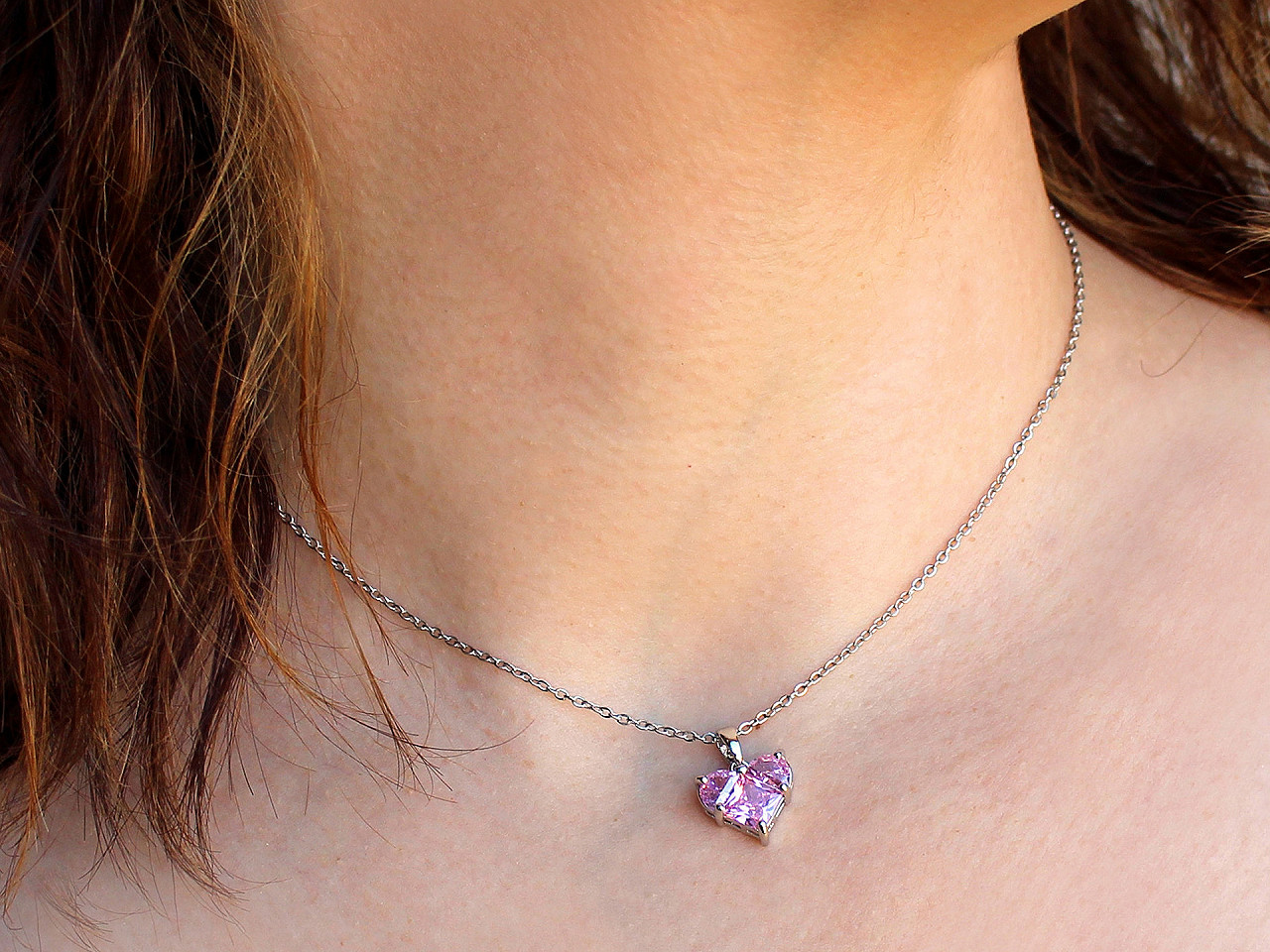 Colier din oțel inoxidabil cu strasuri - Rose (1 Bucată)