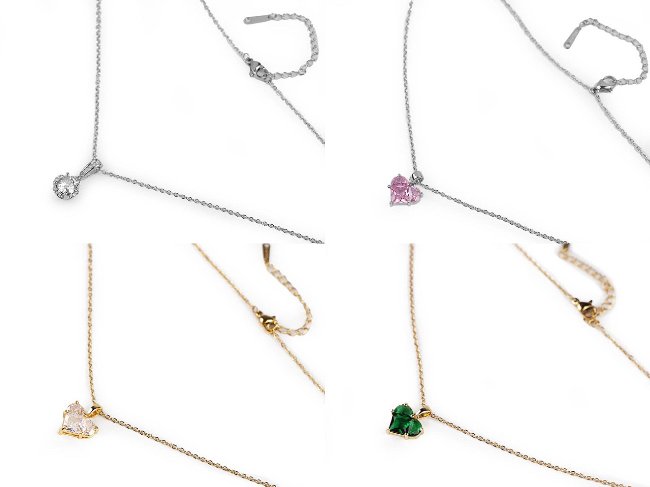 Colier din oțel inoxidabil cu strasuri - Rose (1 Bucată)