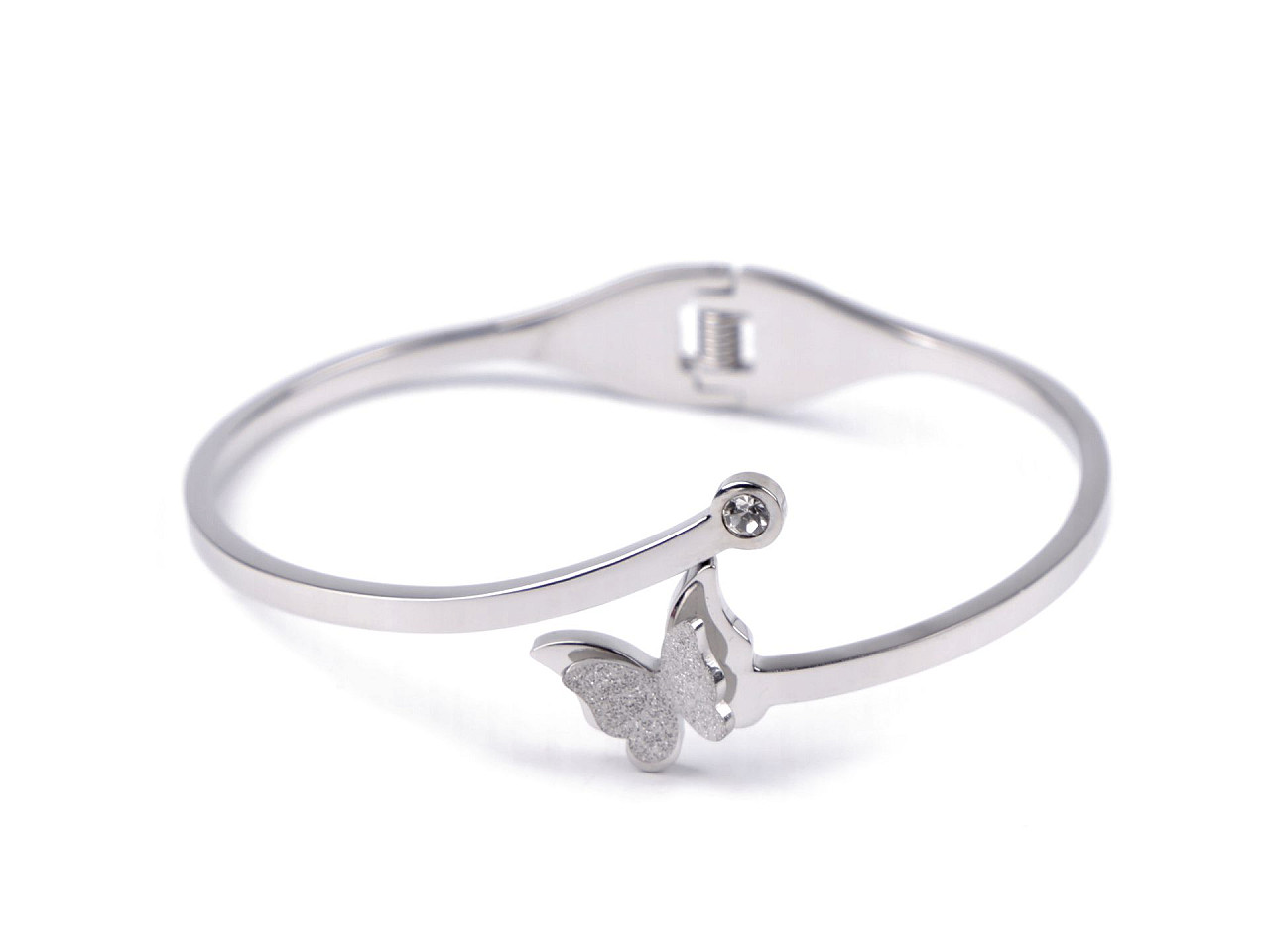 Bratara din otel inoxidabil cu strasuri - Argintiu (1 Bucată)