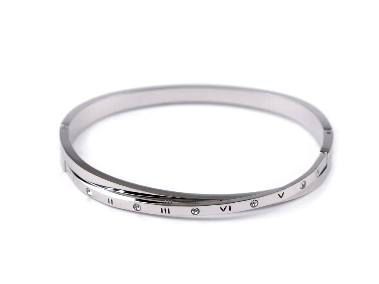 Bratara din otel inoxidabil cu strasuri - Argintiu (1 Bucată)