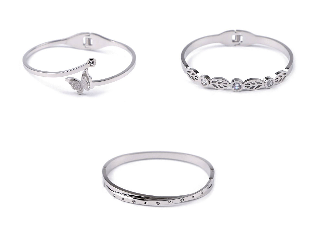 Bratara din otel inoxidabil cu strasuri - Argintiu (1 Bucată)