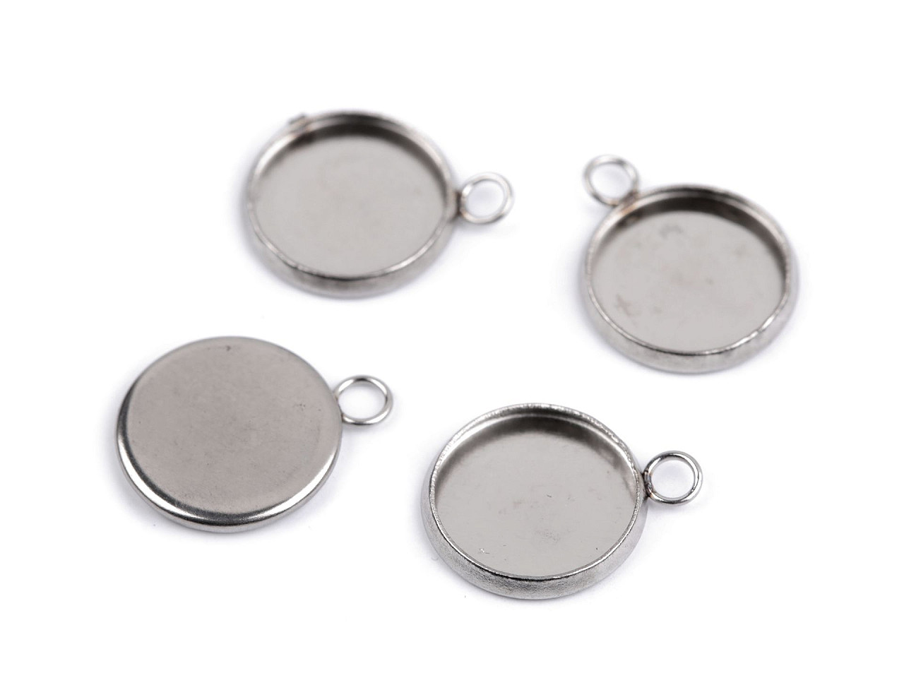 Baza pandantiv / caboson din inox ø12 mm - Platinum (4 Bucăți)