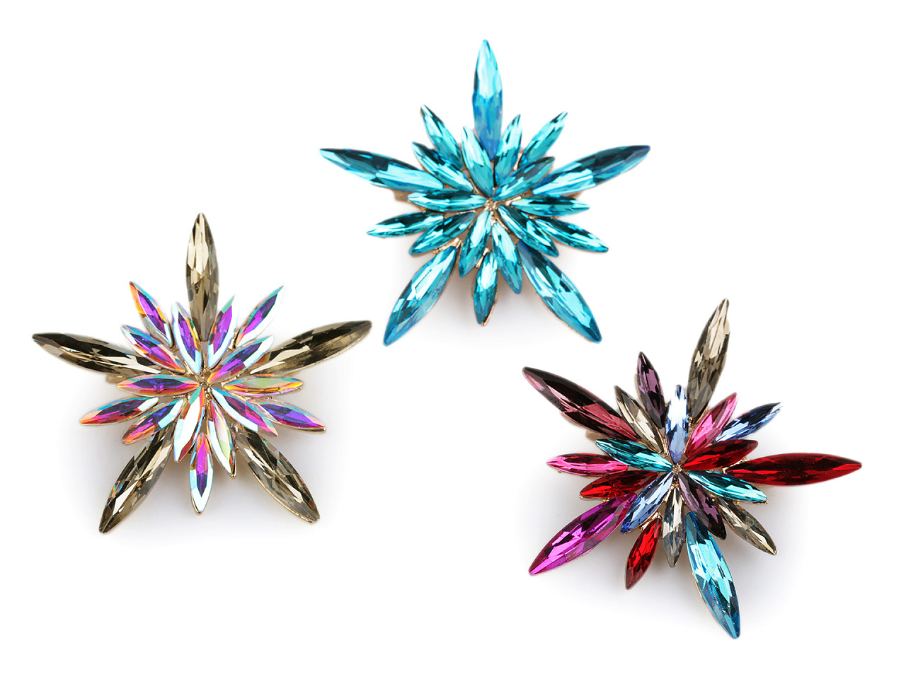 Broșă fulg de zapada cu strasuri - Albastru azur (1 Bucată)