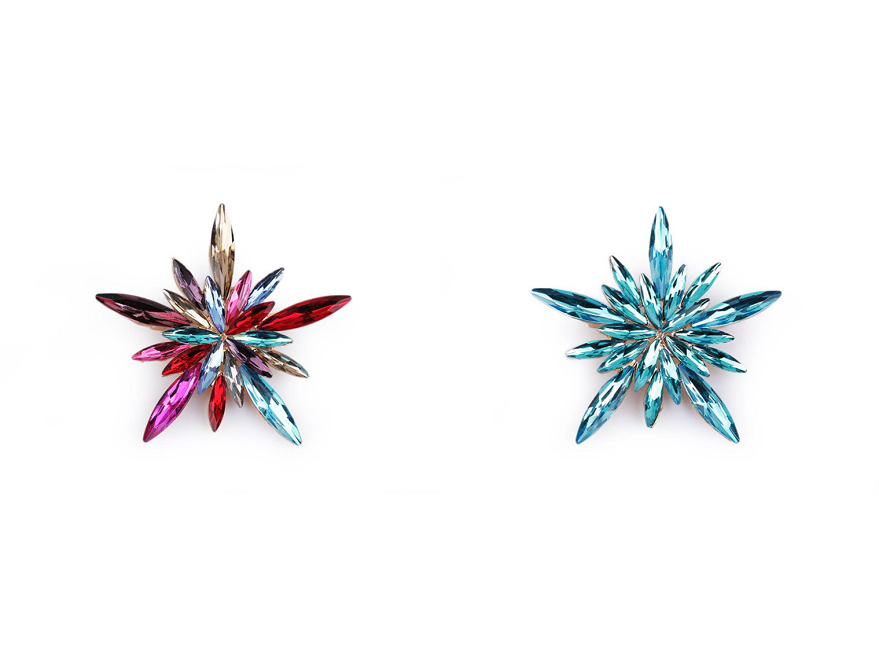 Broșă fulg de zapada cu strasuri - Albastru azur (1 Bucată)