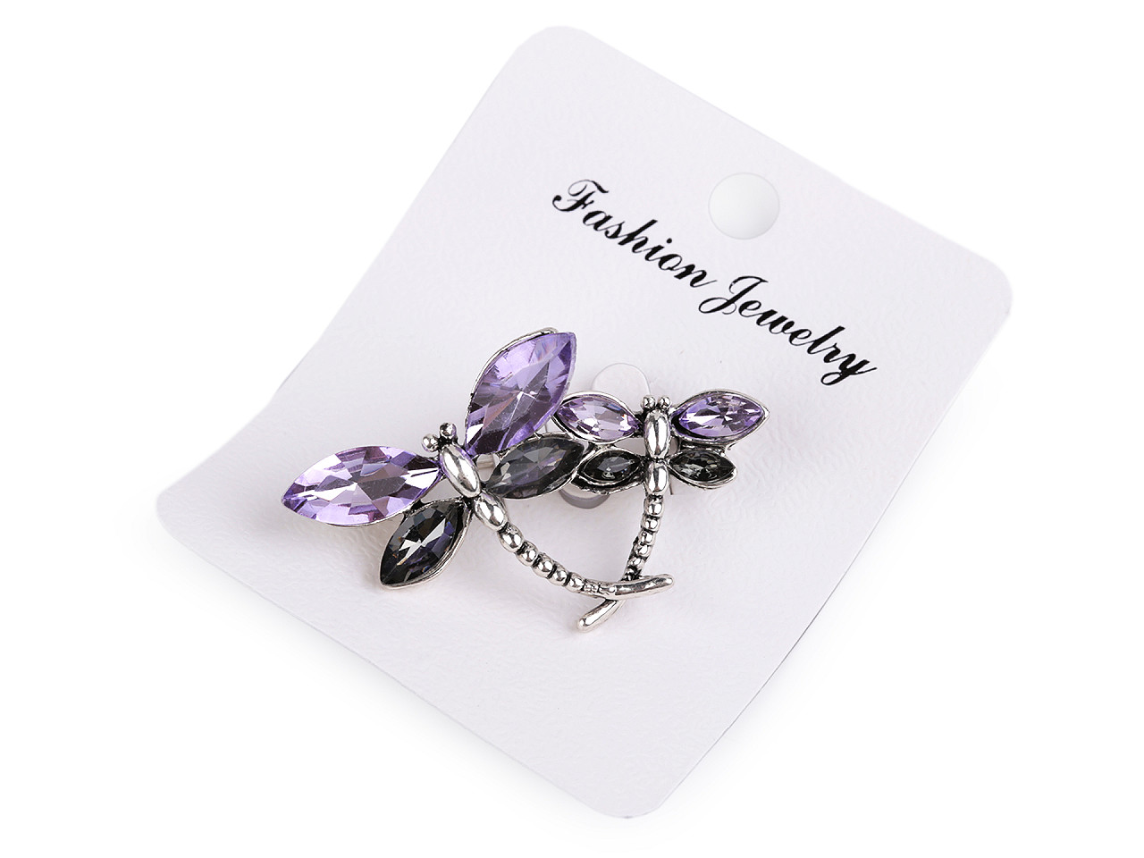 Brosa libelula cu strasuri - Mov deschis (1 Bucată)