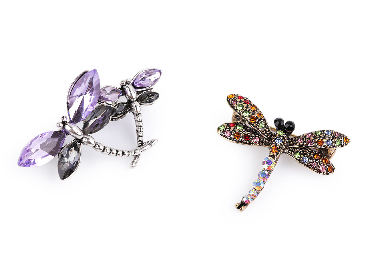 Brosa libelula cu strasuri - Mov deschis (1 Bucată)