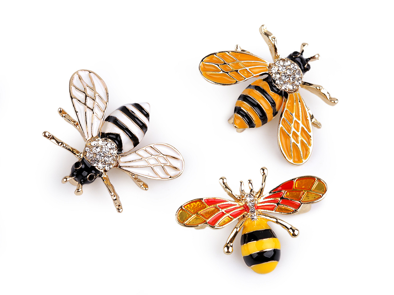 Brosa albina cu strasuri - Galben (1 Bucată)