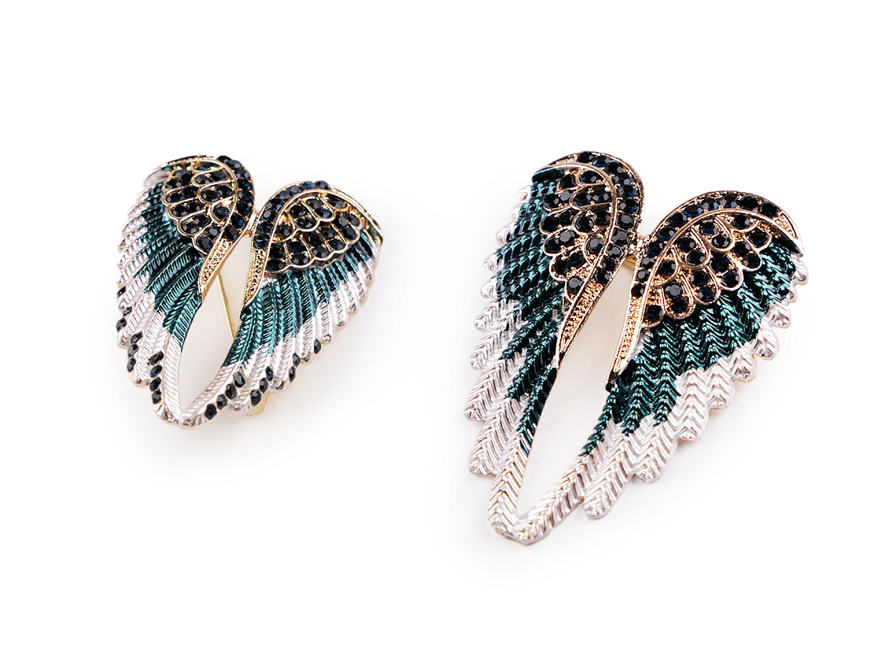 Brosa aripi cu pietre - Gri petrol (1 Bucată)