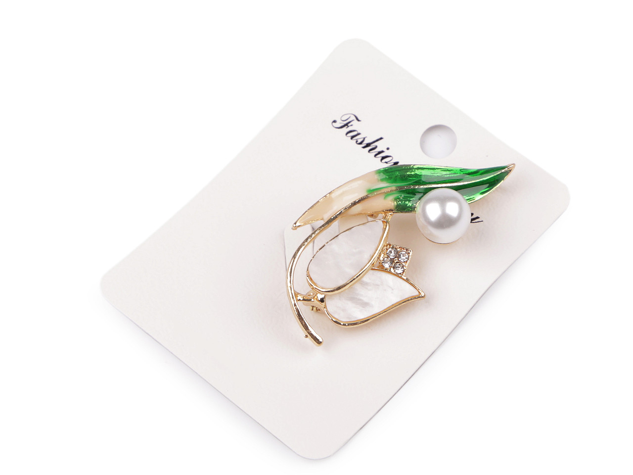 Brosa cu perla - Alb (1 Bucată)