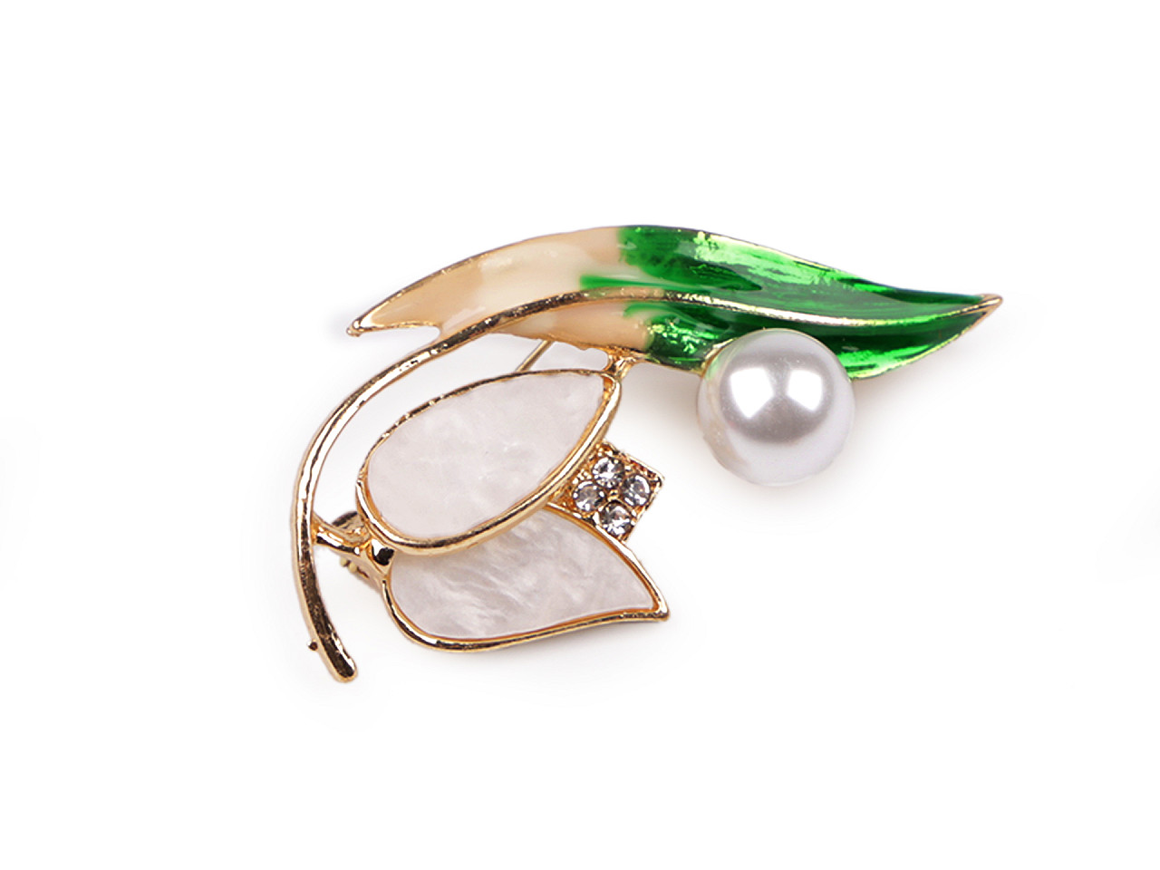 Brosa cu perla - Alb (1 Bucată)