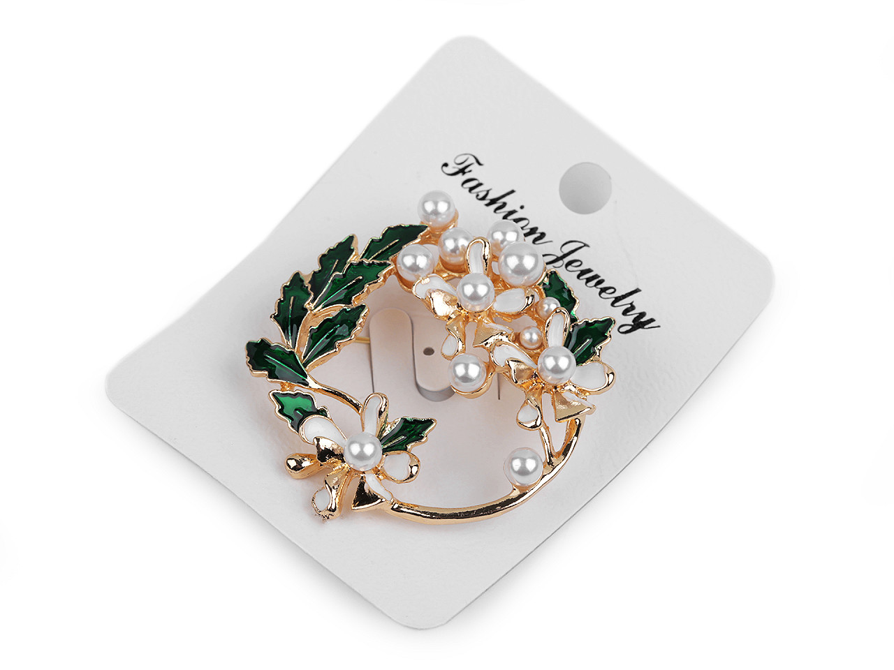 Brosa cu perle - Verde închis (1 Bucată)