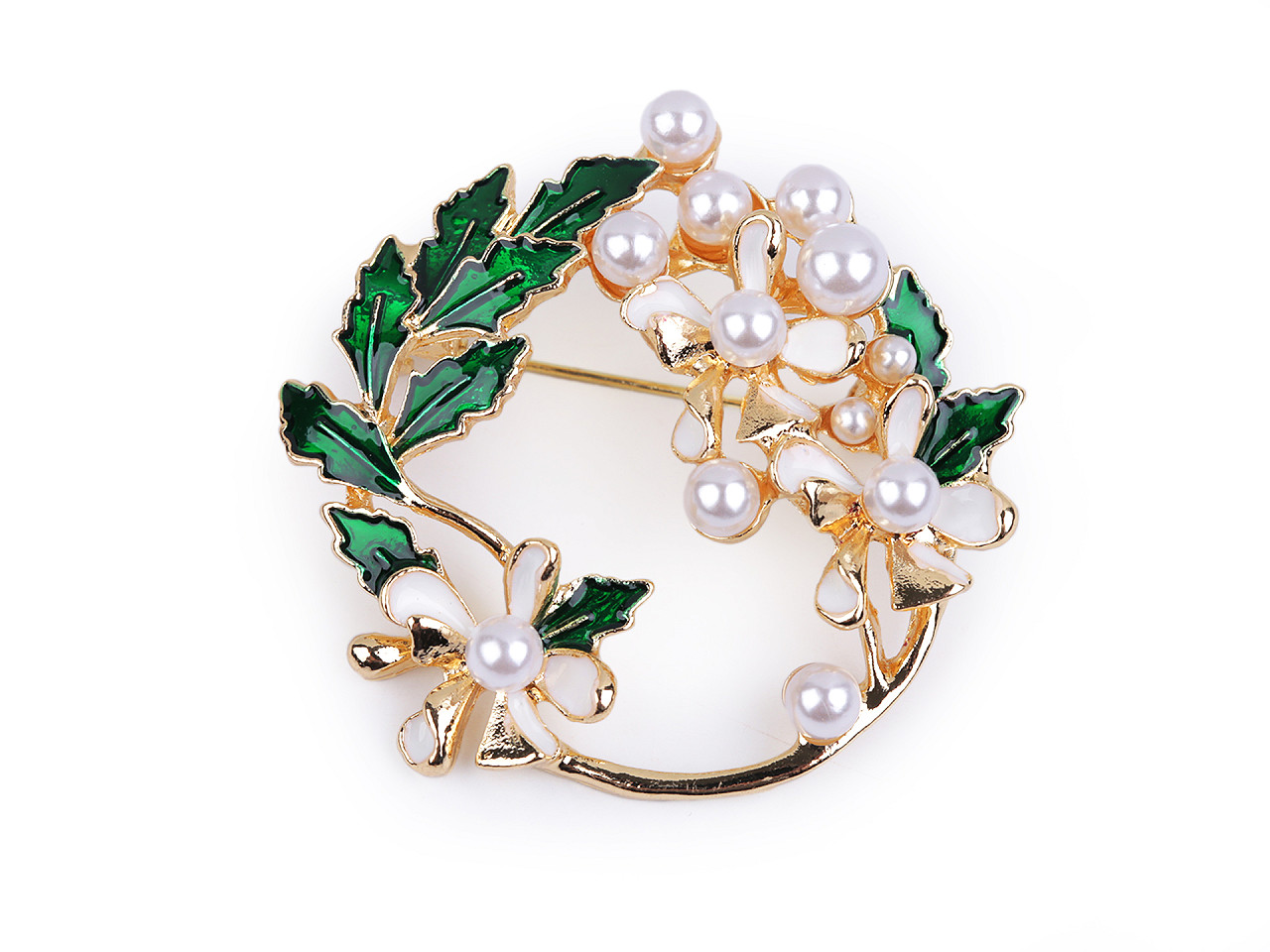 Brosa cu perle - Verde închis (1 Bucată)