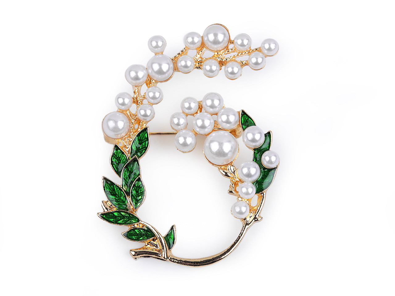 Brosa cu perle - Verde închis (1 Bucată)