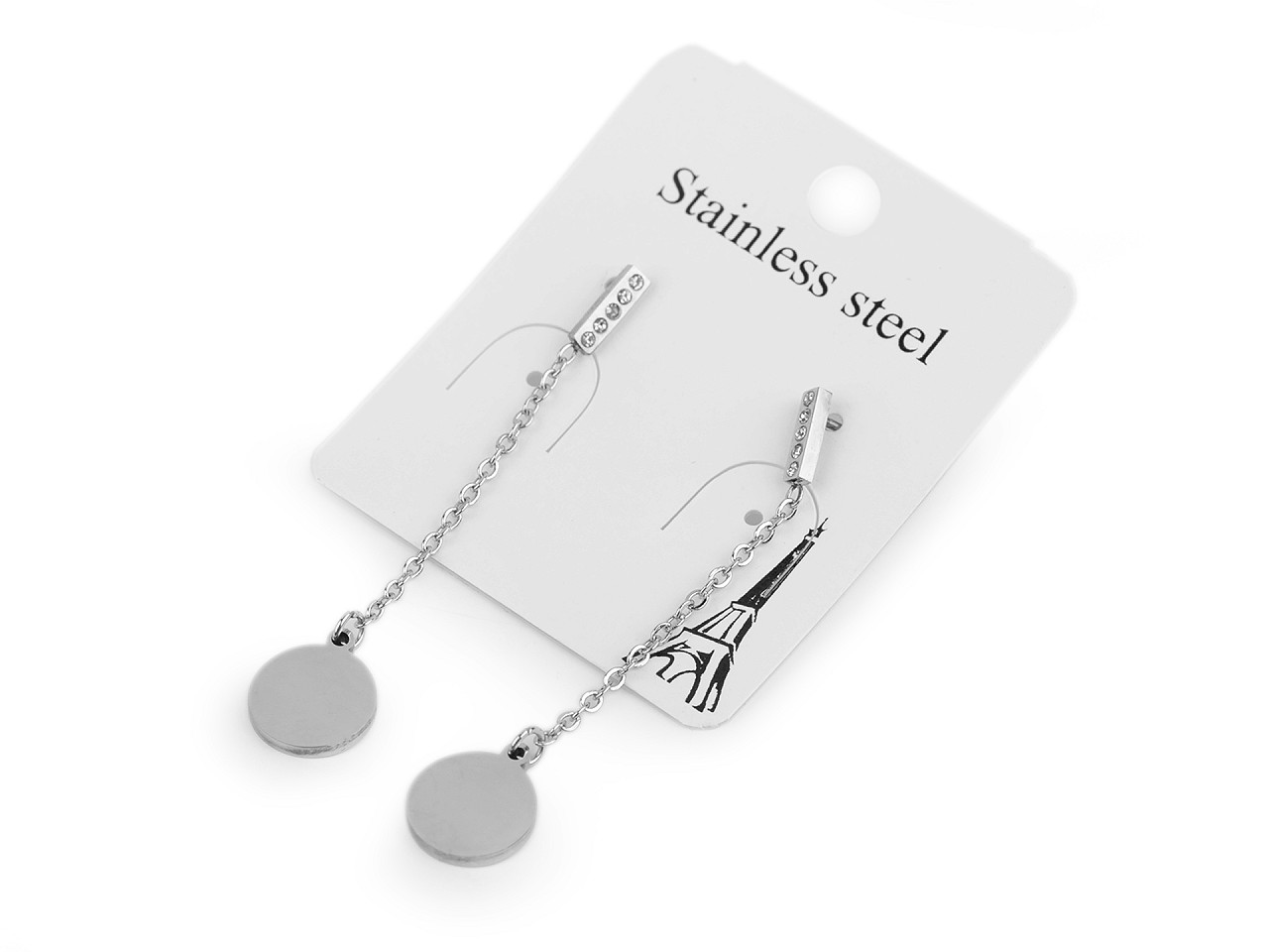 Cercei din oțel inoxidabil cu pstrasuri - Argintiu (1 Pereche)