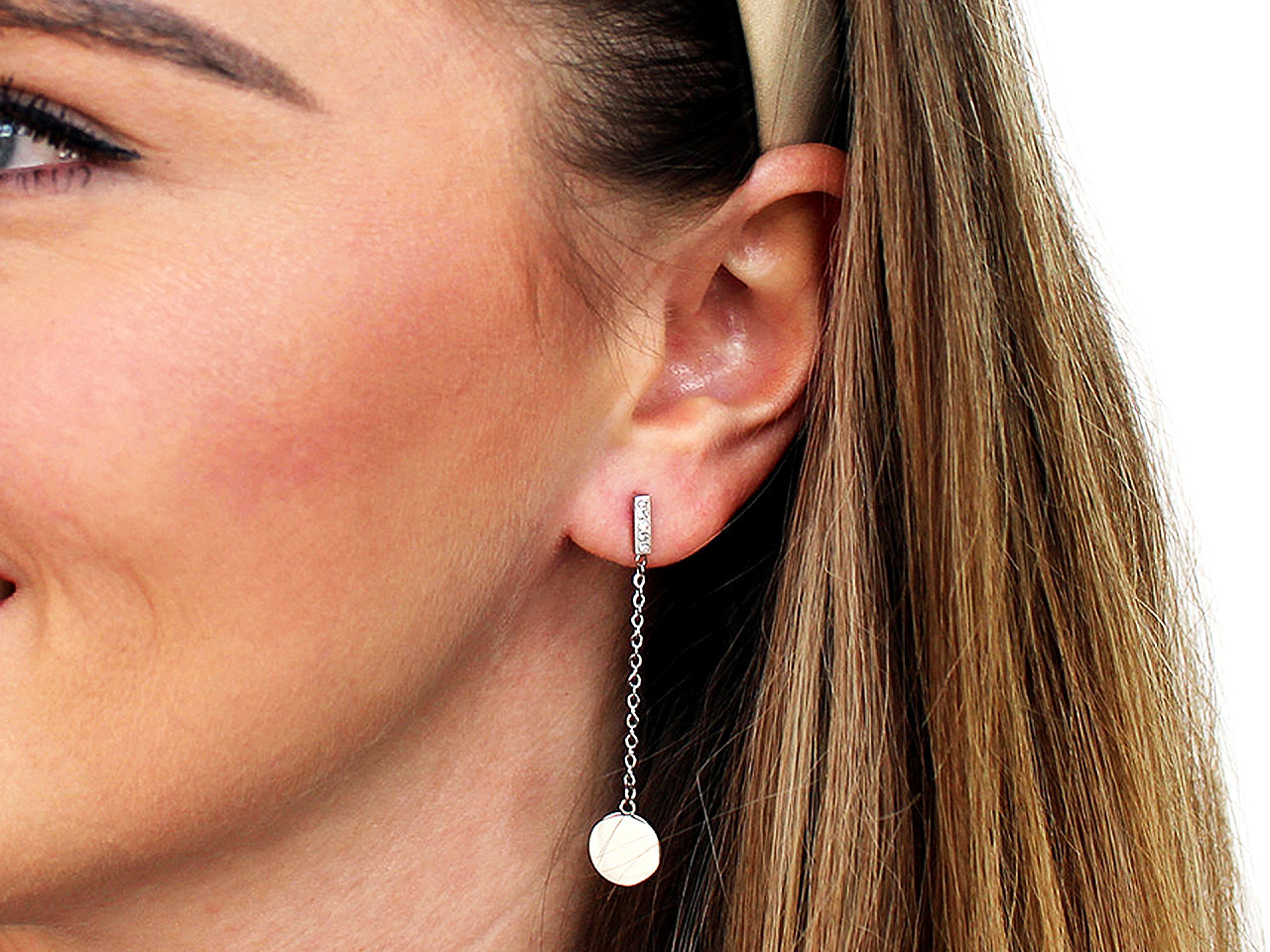 Cercei din oțel inoxidabil cu pstrasuri - Argintiu (1 Pereche)