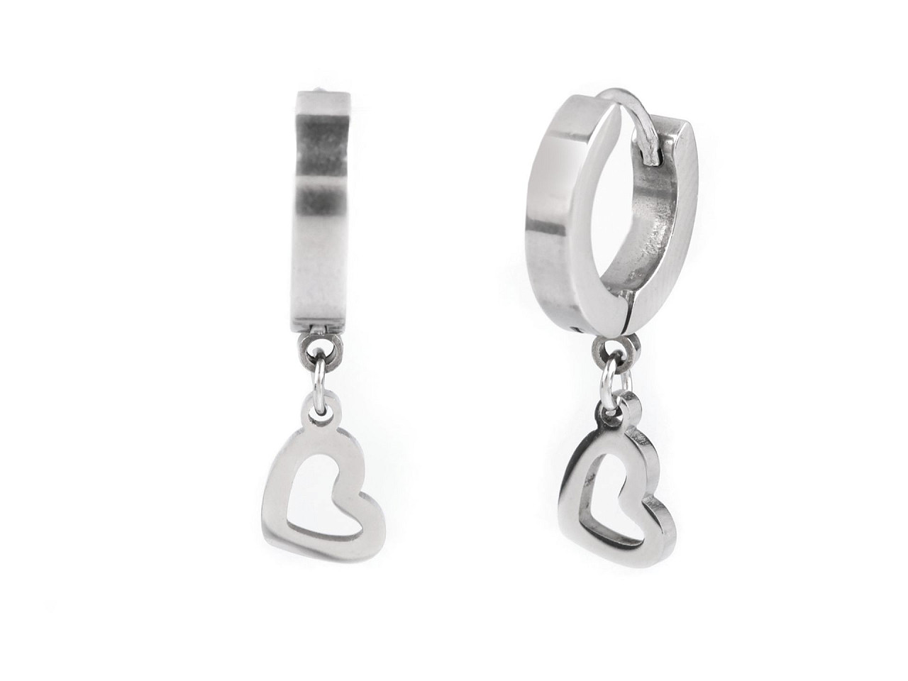 Cercei din oțel inoxidabil inimă, trifoi, munte - Argintiu (1 Pereche)