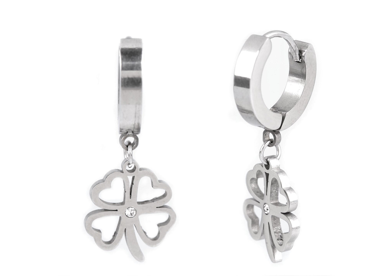 Cercei din oțel inoxidabil inimă, trifoi, munte - Argintiu (1 Pereche)