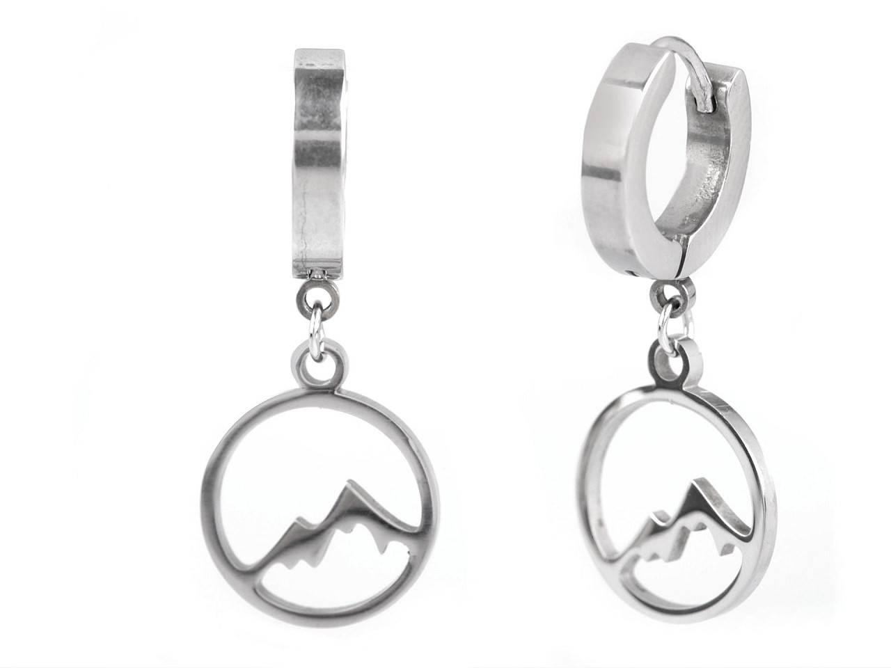 Cercei din oțel inoxidabil inimă, trifoi, munte - Argintiu (1 Pereche)