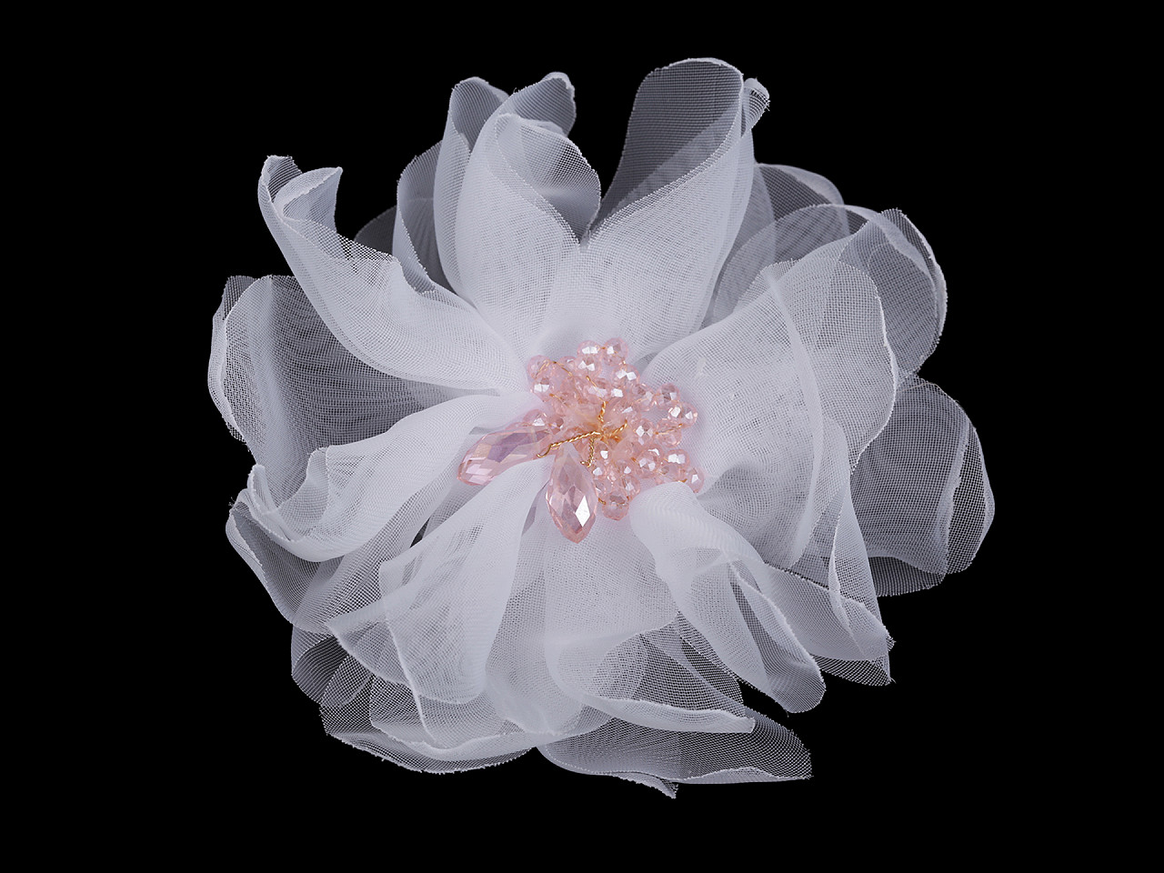 Brosa floare cu margele ø10 cm in cutie cadou - Albastru deschis (1 Bucată)