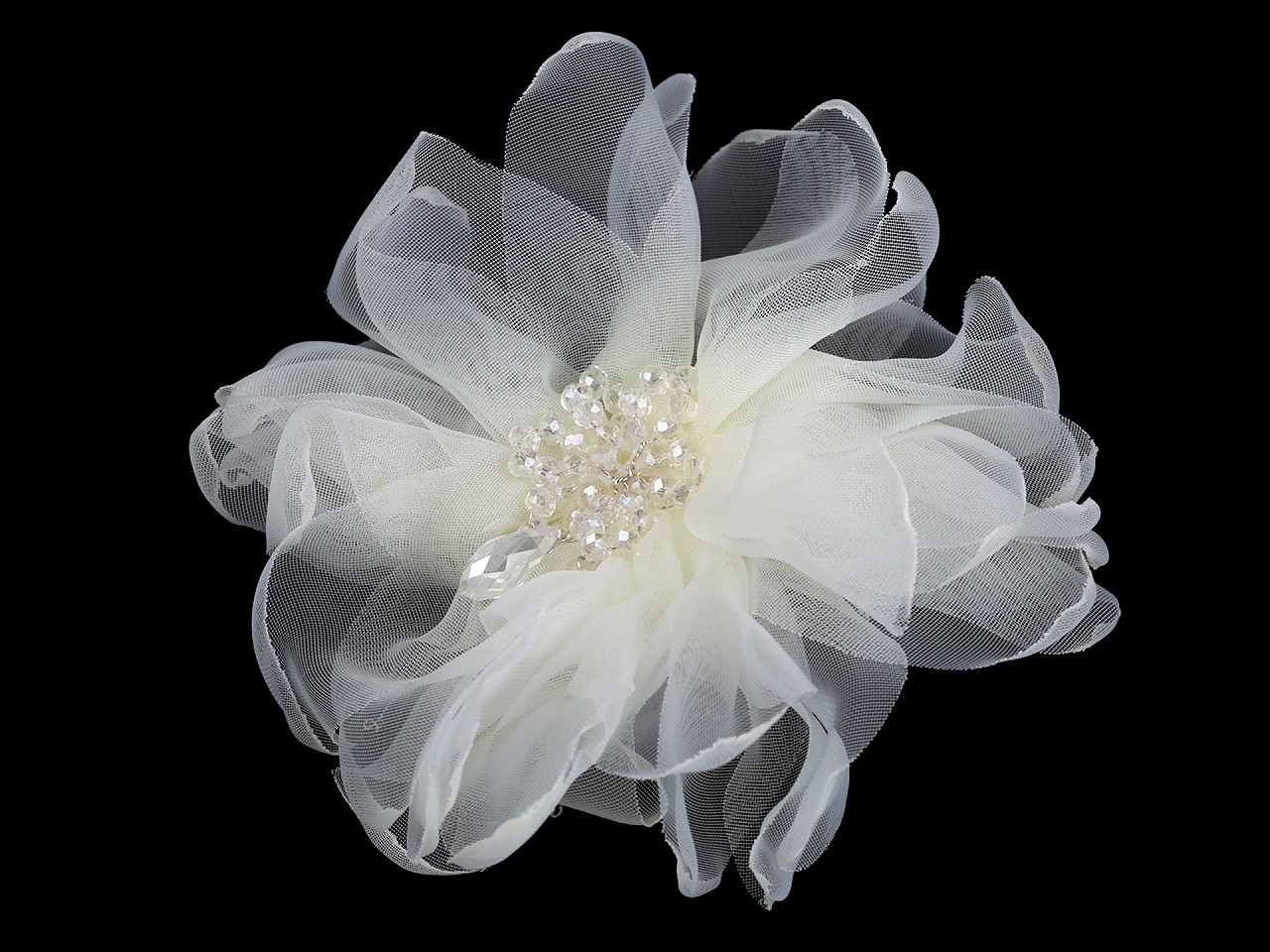 Brosa floare cu margele ø10 cm in cutie cadou - Albastru deschis (1 Bucată)