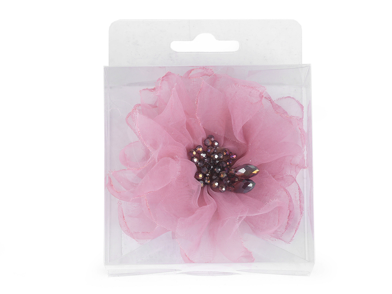 Brosa floare cu margele ø10 cm in cutie cadou - Albastru deschis (1 Bucată)