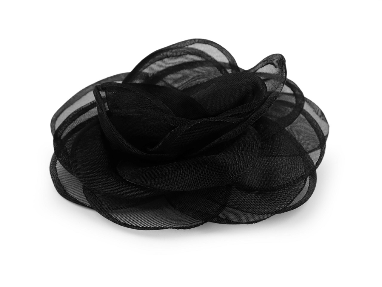 Brosa / podoaba capilara floare din organza ø10,5 cm - Verde albăstrui închis (1 Bucată)