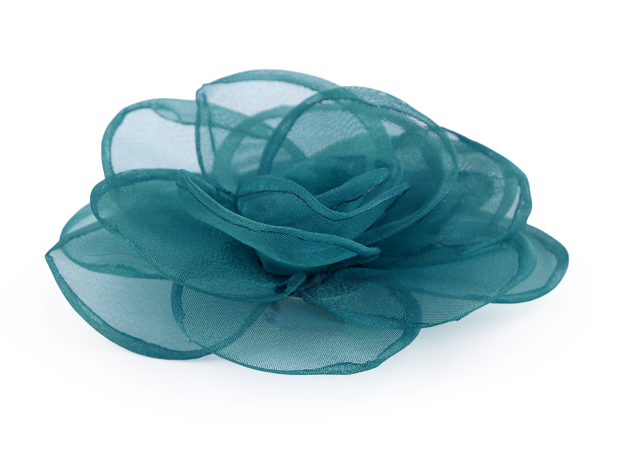 Brosa / podoaba capilara floare din organza ø10,5 cm - Verde albăstrui închis (1 Bucată)